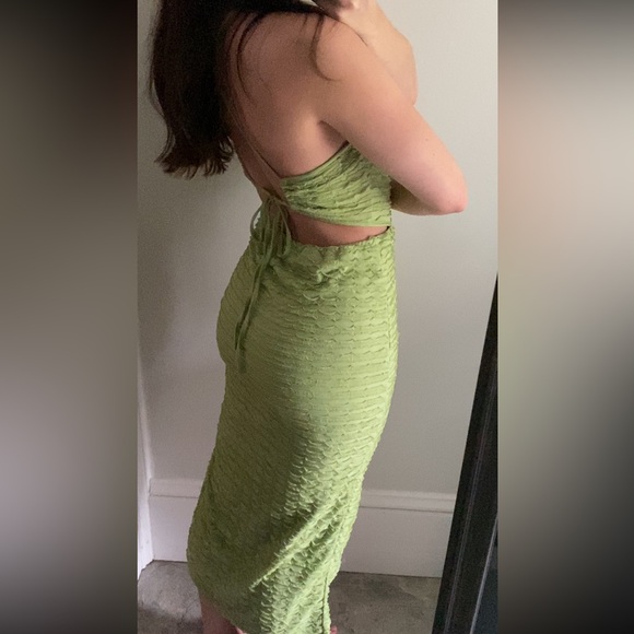 Green Midi Dress by Niay with tie up back - Picture 3 of 4
